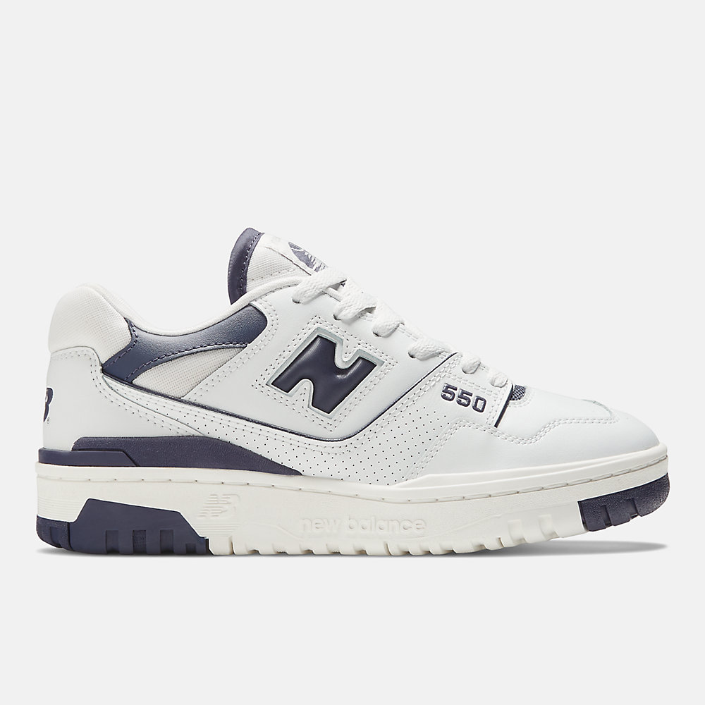 New Balance 550 Shoes White with Dark Mercury